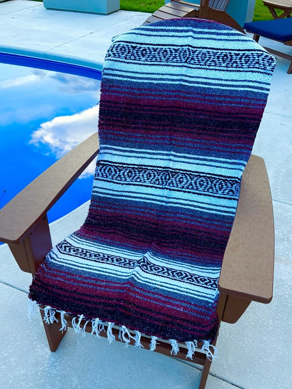 Mexican Falsa Blanket – Woven Striped Serape Throw with Fringe